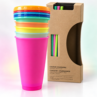 뚜껑과 빨대를 가진 24oz/710ml 색깔 변화 컵