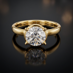 Unisex 12mm Gold Plated 925 Silver Brilliant Moissanite Cocktail <b>Ring</b> Classic Prong Setting - Product Image 3