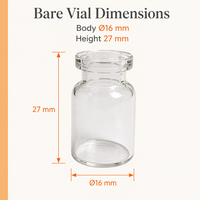 Flacon en verre transparent vide de 16x27 mm avec bouchon en caoutchouc pour le stockage d'échantillons de laboratoire