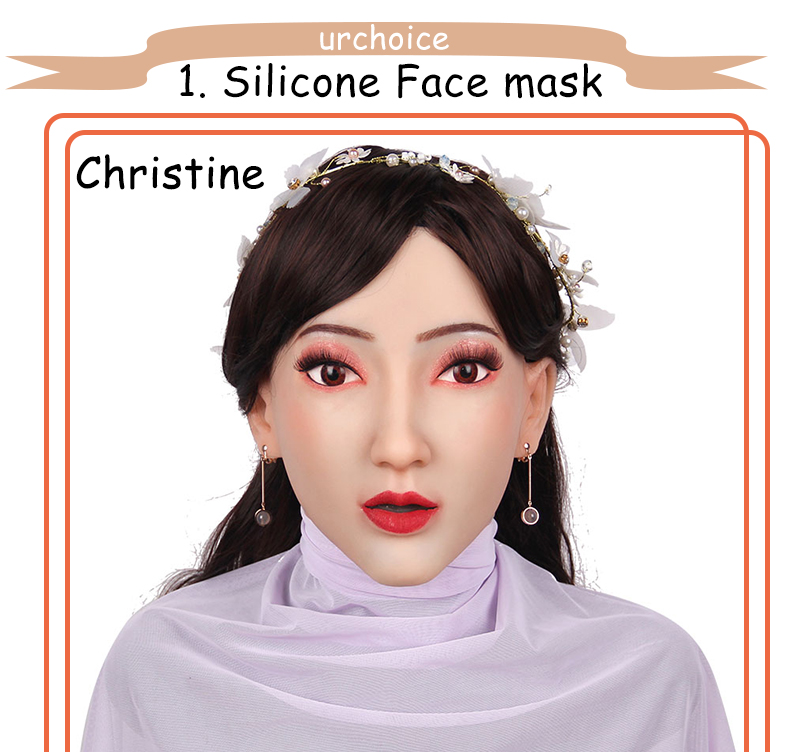 urchoice现实女性伪装头部面具硅胶面具男性到女性的交叉换药cosplay