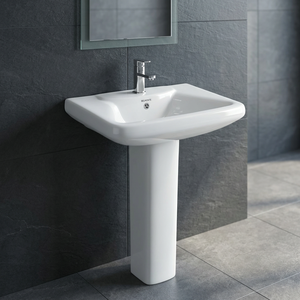 Lavabo en céramique blanche de qualité export indien avec piédestal complet, décoratif, pour salle de bain, articles sanitaires - Product Image 4