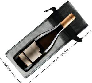 Bolsa de Regalo Reutilizable para Vino Negra con Bolsas de Organza para Botellas, Bolsas de Papel Kraft para Whisky/Licores - Product Image 3