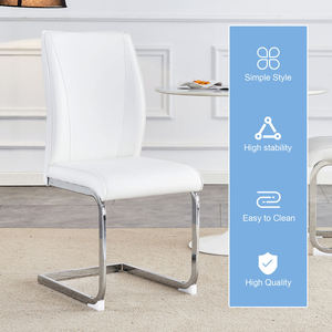Juego de Sillas de Comedor de Lujo con Patas Plateadas, Cojín de Material PU Resistente con Diseño de Arco Simple, Estilo Moderno para Muebles de Hogar y Hotel - Product Image 6