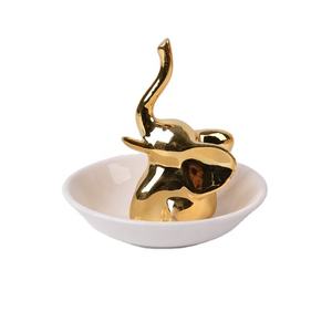 आकर्षक हाथी-थीम वाले सिरेमिक ट्रिकेट्स ट्रे: नेकलेस, बालियां, रिंग-आदर्श घरेलू शादी की सजावट के लिए एक स्टाइलिश स्टैंड - Product Image 1