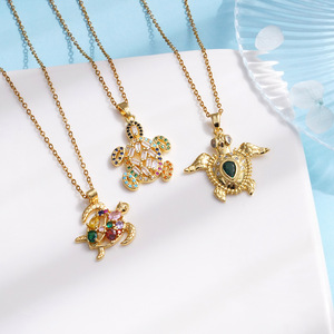 Venta caliente moda encanto collar Zirconia mar Animal tortuga cuello mujeres chapado en oro joyería collar - Product Image 3