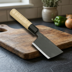 Couteau à légumes Nakiri traditionnel japonais BA ENTERPRISES, hachoir à légumes |   Finition noire Kurouchi |   Octogonal en bois - Product Image 3