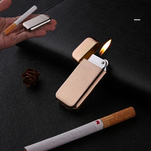 מותאם אישית לוגו שלך מציתי Electroplate Ultrathin זהב אבץ סגסוגת פלינט גלגל מילוי גז מצית - Product Image 3