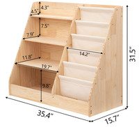 Organisateur de jouets en bois massif de qualité supérieure à quatre niveaux, respectueux de l'environnement, bibliothèque en bois pour tout-petits et salle de classe