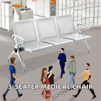 Chaises d'extérieur modernes pour 3 personnes, siège en cuir PU, durables, faciles à nettoyer, en aluminium, usage commercial, centre commercial, aéroport, hôpital, gare, école