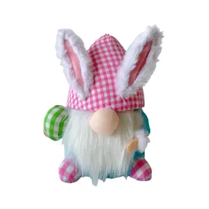 2024 Nieuwe Mini Easter Elf Decoratie Standbeeld Decor Desktop Kabouter Pop Ei Wortel Bunny Pop Gezichtsloze Kabouter Festival Pluche Cadeau