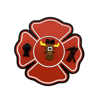 Badge d'étiquette en caoutchouc 3d silicone pvc souple logo de pompier patch personnalisé pour vêtements chapeau