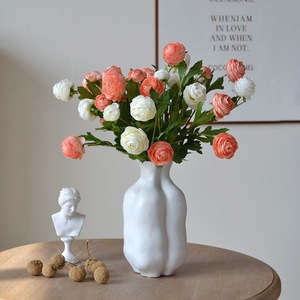 Arrangement floral artificiel nordique minimaliste, style peinture à l'huile, avec 3 petites fleurs de lotus, pour décoration de mariage et de maison - Product Image 3