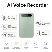 Enregistreur vocal IA 50H - Conduction osseuse 3 micros, Transcription et traduction IA, TF 128G, BT5.3 WiFi, Usine OEM, ISO 9001