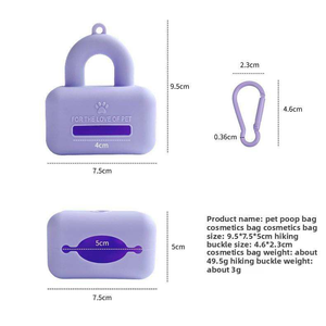 Distributeur de sacs à déjections canines carré en silicone, tons pastel, avec mousqueton et étiquette personnalisée, pour la promenade quotidienne - Product Image 4