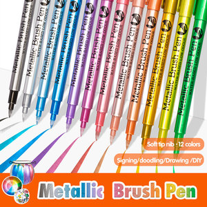 ชุดปากกาเมทัลลิกหัวนุ่ม 13 สี แบบกำหนดเอง สีทอง สีเงิน ปากกาพู่กันนุ่ม สำหรับงานเทศกาล งานบัญชี และงานระบายสี - Product Image 3