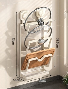 Support de rangement mural multifonctionnel pour planches à découper et couvercles de casseroles, à <span class=keywords><strong>ventouse</strong></span>, sans perçage, pour cuisine domestique - Product Image 3