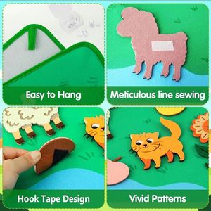 Libro de Actividades Sensoriales Montessori para Educación Temprana, Autismo, Animales de Granja, Pegatinas, Manualidades, Tablero de Actividades 3D de Fieltro, Kit de Juguetes para Edades de 25 a 36 Meses - Product Image 4