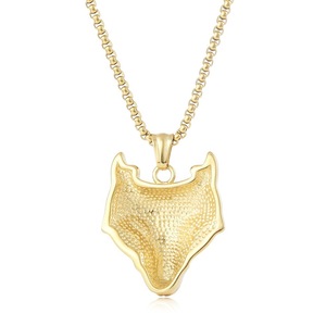 Yunnique – collier avec pendentif en forme de renard, en acier inoxydable, ton doré, yeux rouges, Style Punk, bijoux à la mode pour hommes, FY1201 - Product Image 4