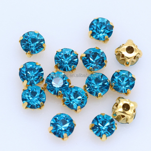 3 mm Fancy Stone Gold Color Crystal Rhinestones <span class=keywords><strong>Point</strong></span> Cone Round Gold Metal Claw Setting Sew-On Loose Rhinestones Glass Material - Product Image 2