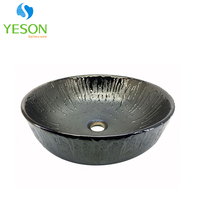 Lavabo de comptoir en céramique au design traditionnel doré, couleur élégante pour salle de bain, lavage pour villa, fabriqué en Chine