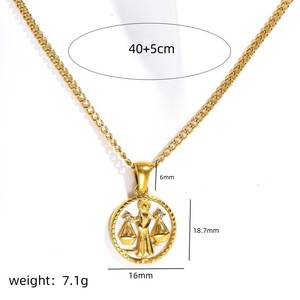 Venta al por Mayor de Dijes del Zodiaco Chapados en Oro de 18K, Joyería de Moda, Collar de Acero Inoxidable con los 12 Signos del Zodiaco para <span class=keywords><strong>Mujer</strong></span> - Product Image 5