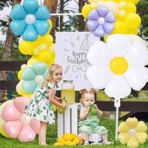 New Mini Hand Stick Single Daisy Foil Balloon White <b>Sweet</b> Candy Macaron Christmas Birthday Party Decoration Pastel Flower - Product Image 2