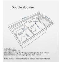 Évier de cuisine carré à double bac à ultrasons fait à la main, sous plan, avec égouttoir intelligent en acier inoxydable 304