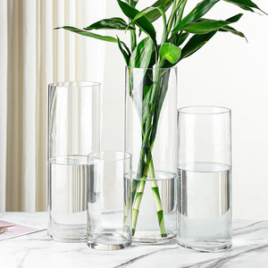 A00358 - Adornos de Boda Europeos, Floreros de Vidrio Cilíndricos Gruesos, Altos y de Boca Ancha, Floreros de Vidrio Rectos - Product Image 3