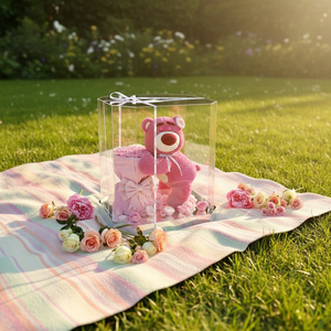 Regalo per San Valentino e Compleanno Bouquet <span class=keywords><strong>di</strong></span> Orsetti e Fragole Fiore Eterno Rosa in Secchio Cartoon <span class=keywords><strong>Scatola</strong></span> <span class=keywords><strong>di</strong></span> Plastica Trasparente <span class=keywords><strong>con</strong></span> Nastro - Product Image 6