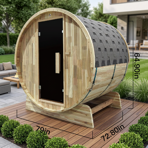 Sauna Royal à montage facile, kit de sauna en bois de cèdre rouge massif, écologique, sans électricité, pour extérieur, style villa moderne, avec poêle à sauna. - Product Image 1