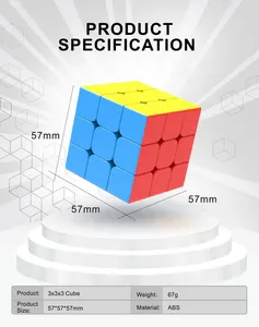 ABS bambini bambini educativo Speed Cube giocattolo 3x3x3 cubo magico senza adesivo (rosso)
