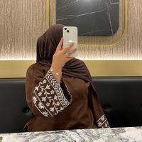 Robe Abaya Modeste à Silhouette Trapèze Longueur Cheville Broderie Personnalisée Vente Directe Usine en Gros Lin et Polyester pour Femmes Musulmanes
