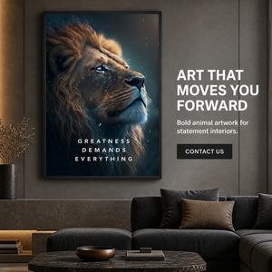 Stampa Artistica da Parete con <span class=keywords><strong>Tipografia</strong></span> Motivazionale Leone, Ritratto Animale con Citazione per Ufficio, Studio, Man Cave, Arredamento Moderno - Product Image 1