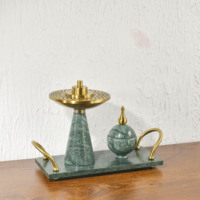 Ensemble de brûleurs d'encens en marbre vert de luxe, brûleur de Bakhoor, brûleur de Mubkhar, brûleur d'Oud avec plateau pour le Ramadan, l'Aïd, la décoration de la maison arabe