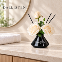 Diffuseurs de rose artificielle Dallisten avec vases en verre noir, parfum floral, décoration d'intérieur pour hôtel, chambre, mariage, vente en gros
