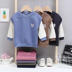 Детский свитер с длинным рукавом, Корейская футболка для мальчиков на весну и осень, Базовая рубашка для девочек с круглым вырезом