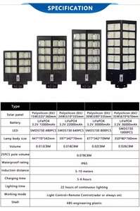 Bán hàng nóng tất cả-trong-một dẫn ánh sáng đường phố 500 watt IP65 an ninh năng lượng mặt trời Tùy Chỉnh Cảm biến ABS đường vườn đường cao tốc sử dụng pin - Product Image 3