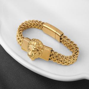 Nuevo Brazalete de Acero Inoxidable para Hombre, Diseño Retro de León, Estilo Punk, Joyería Simple para la Mano - Product Image 2