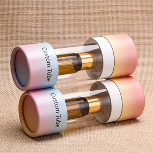 Emballage cosmétique personnalisé en tube cylindrique en papier avec fenêtre transparente, impression dorée, papier métallisé recyclable - Product Image 6