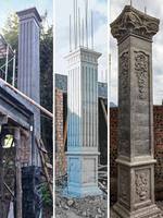 Capuchon et moule Stigma pour colonne romaine, modèle de tête de colonne florale, modèle de pied de colonne pour villa, modèle de décoration de colonne carrée