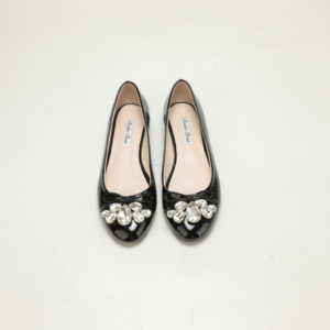 <span class=keywords><strong>Ballerines</strong></span> en PU verni pour femmes, avec nœud en strass, confortables, à enfiler, chaussures habillées, vente en gros, OEM ODM - Product Image 2
