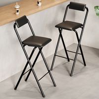 Tabouret de bar pliable métal cuir comptoir cuisine nordique mobilier de maison moderne tabourets hauts en bois noir luxe chaises de bar pliantes