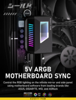 Adaptador EZDIY-FAB ATX de 24 Pines a 180 Grados con Espejo Infinito ARGB, Conector de Cable de Alimentación para Placa Base, Gestión de Cables para PC