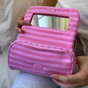 New cross-border style <b>makeup</b> <b>bag</b> with mirror, <b>large</b> capacity cosmetics and skincare product storage <b>bag</b>, portable travel - Product Image 1