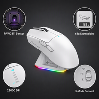 Ratón Inalámbrico para Juegos Attack Shark X11 63g Tri-Mode, PAW3311 22K DPI, Base Magnética de 1000Hz, 65 Horas de Duración, RGB, Accesorios para PC