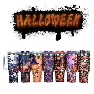 Vaso Térmico de Acero Inoxidable de 40oz con Asa, Diseño de Calabaza de Halloween, Envío desde Almacén en EE. UU. - Product Image 1