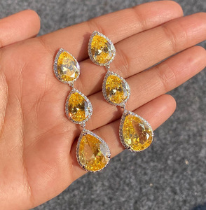 Orecchini Pendenti a Goccia con Zircone Giallo per Donne, Gioielli Scintillanti per Matrimoni ed Eventi Serali - Product Image 5