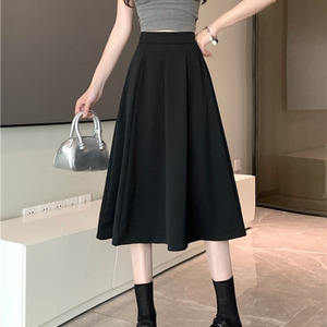 Jupe <span class=keywords><strong>parapluie</strong></span> évasée mi-longue drapée, taille haute, taille haute, mi-longue, plissée, taille large, demi printemps et été, Ins - Product Image 5