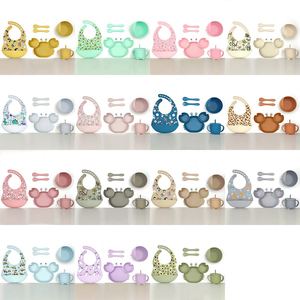 Juego de vajilla para bebé Rts, alimentador de silicona con forma de cangrejo, plato con ventosa impermeable, babero con cubiertos y taza. - Product Image 6