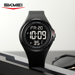 Skmei Digital Watch Men Black Tpu Strap 3Bar Waterproof Countdown Alarm Sport Watch - Product Image 1